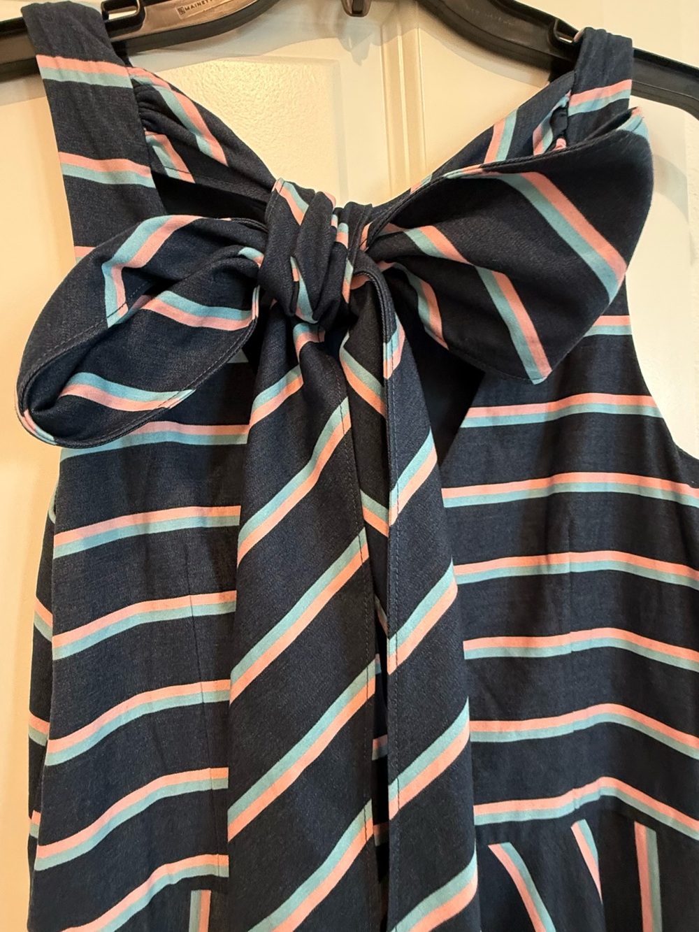 Eliza J Navy Striped Midi Dress with Pink & Light Blue Accents - Picture 6 of 7